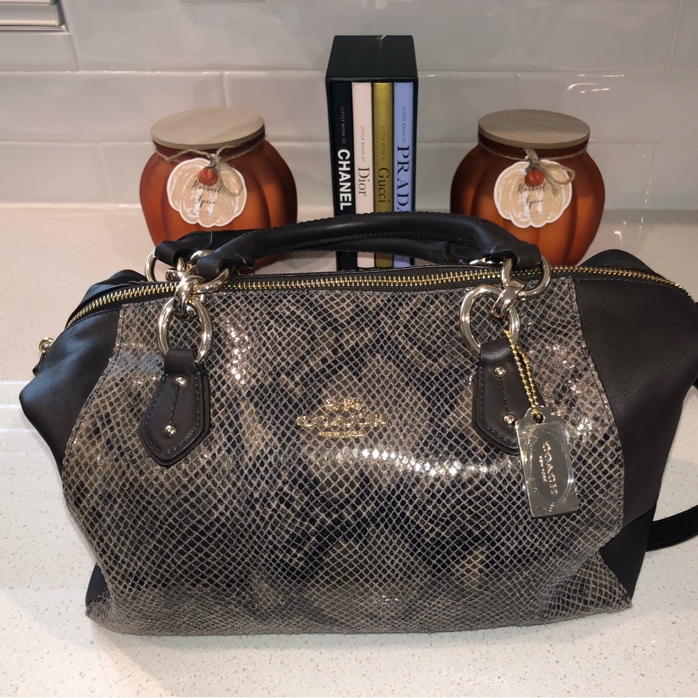 Coach Collette Satchel Python Leather Bag (2014) NWOT - Picture 3 of 15
